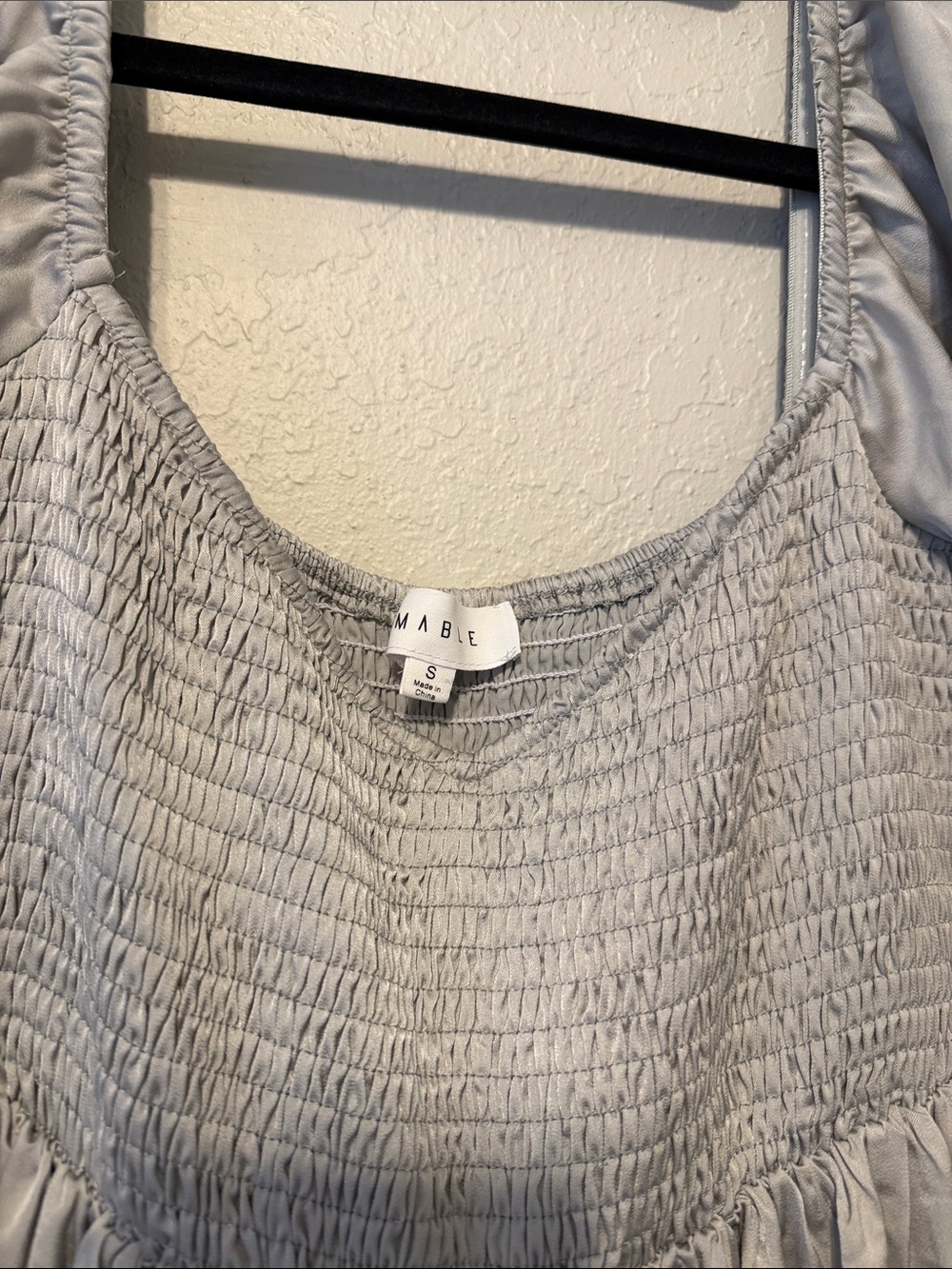 Mable Smocked Tiered Mini Dress in Silver Grey - Women - Picture 4 of 7